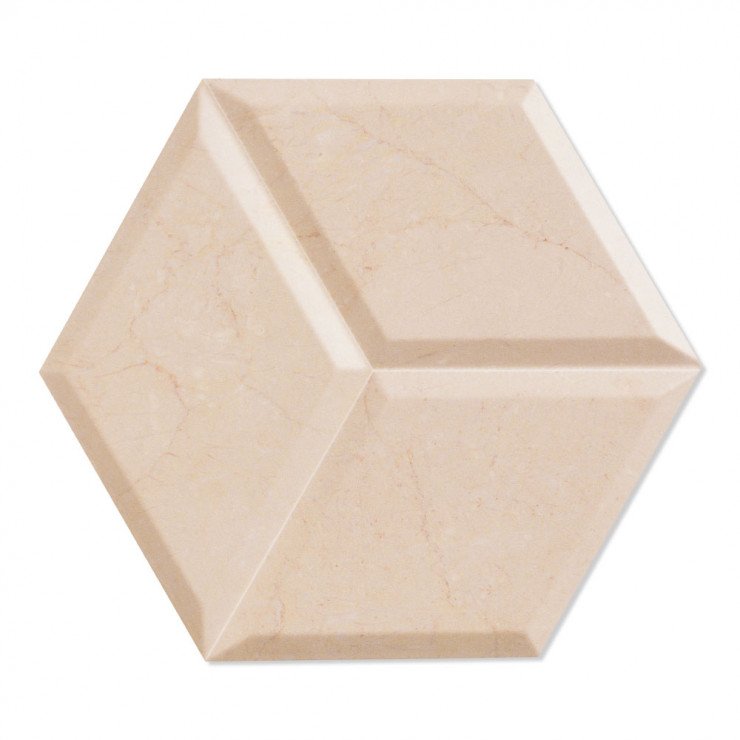 Dekor Marmor Hexagon Kakel Zaire Beige Matt-Relief 29x33 cm-1